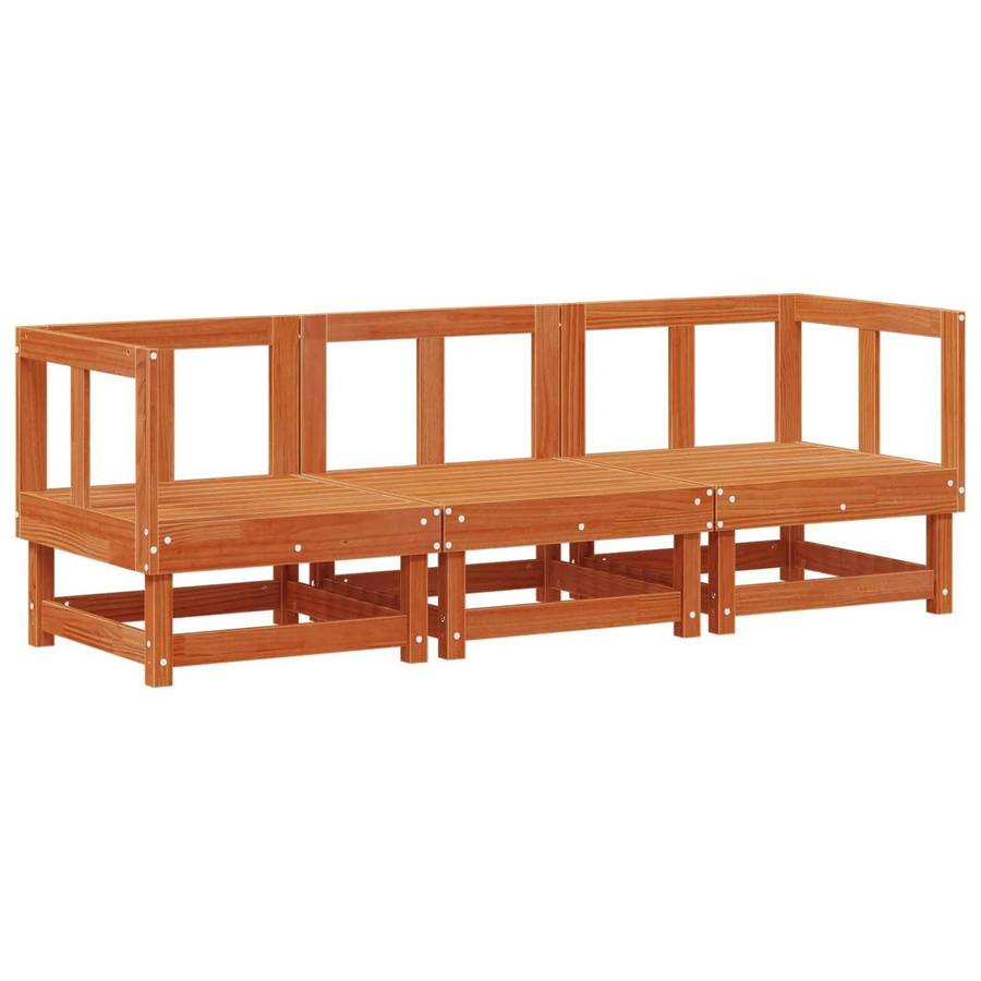 vidaXL Sectional Sofa Einheiten in Wachsbraun mit massivem Kiefernholz, B/T/H: 183 x 61 x 62 cm - Bild 2