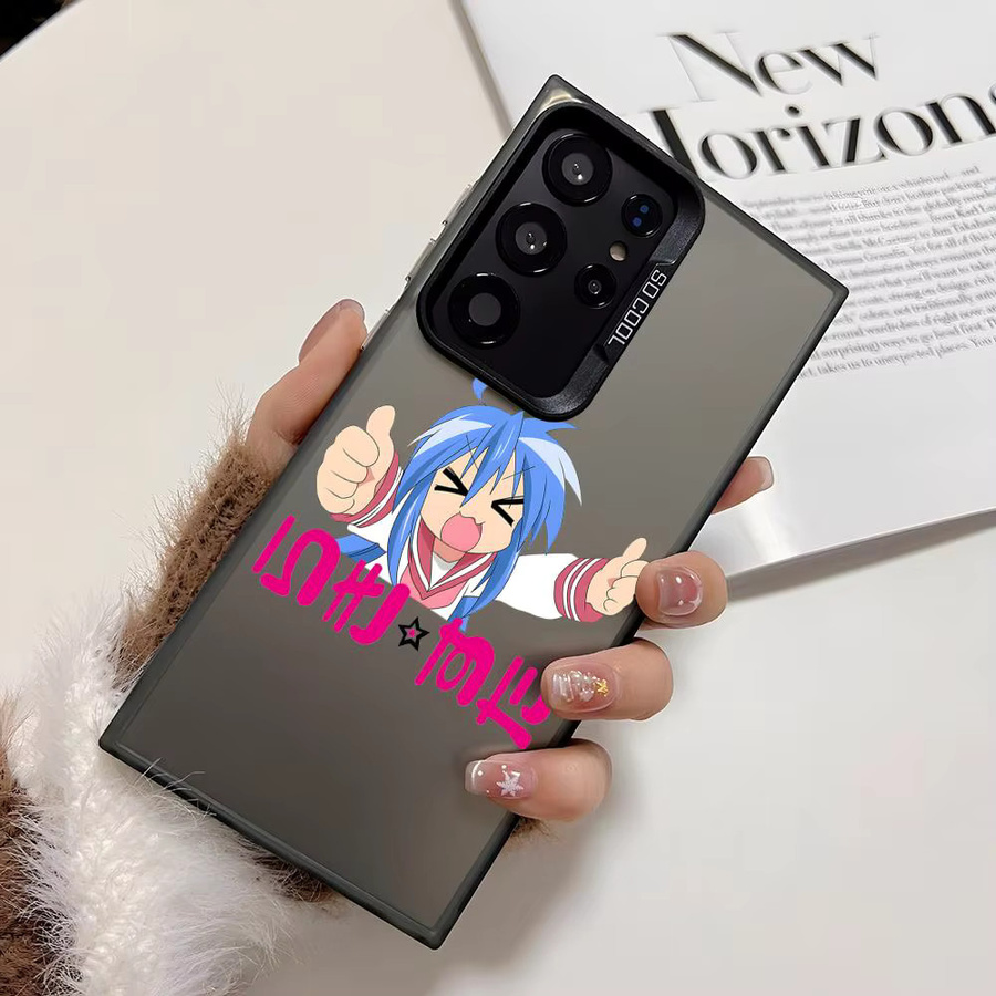 Kawaii Anime L-Lucky Stars Silikon Handyhülle für Samsung Galaxy S25 Edge S24 S23 S22 S21 S20 Ultra in Bunt und Silber - Bild 3