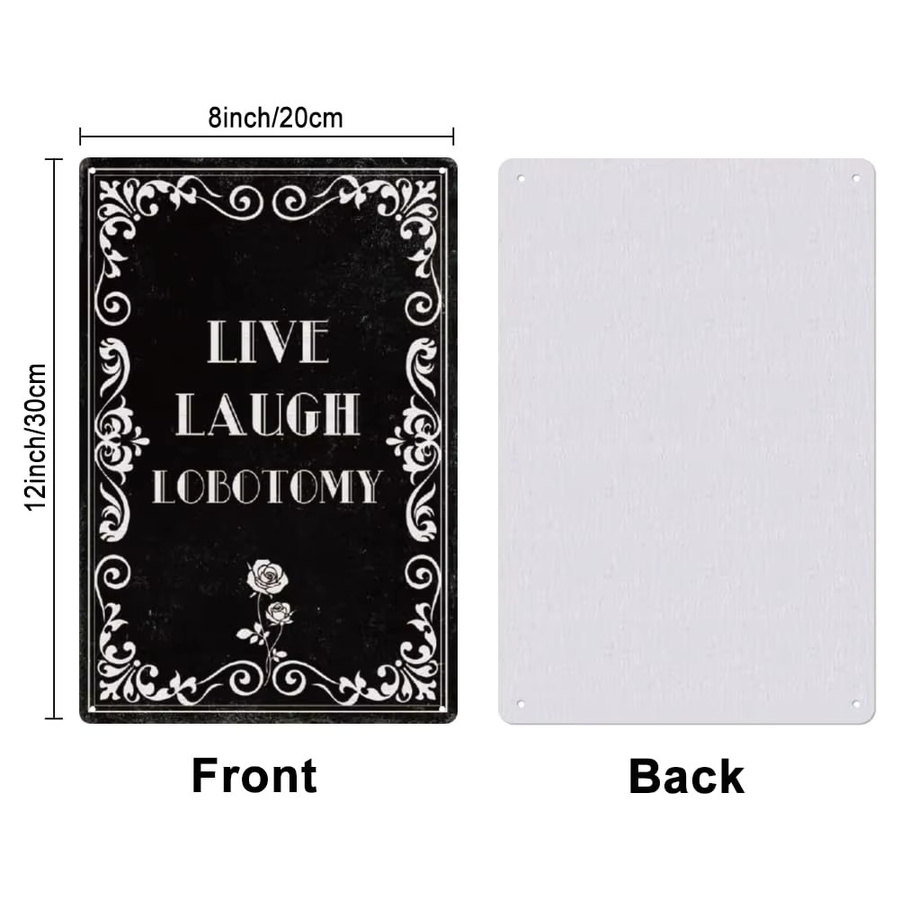 SUPERDANT Blechschild Live Laugh Lobotomy in Schwarz, Vintage Gothic Metalldekor für deine Wand, B/H: 30 x 20 cm - Bild 2