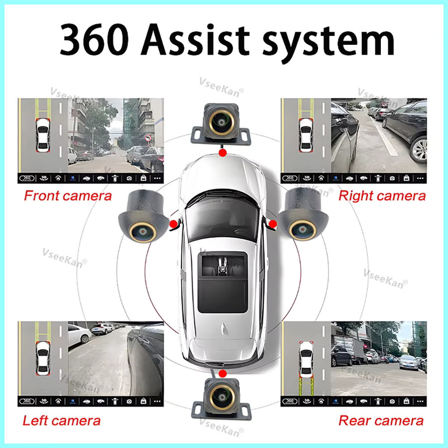 VseeKan 360-Grad-Fahrzeugkamera Rundumansicht AHD 1080P Full HD Kamera-System in Schwarz für Android-Player - Bild 3