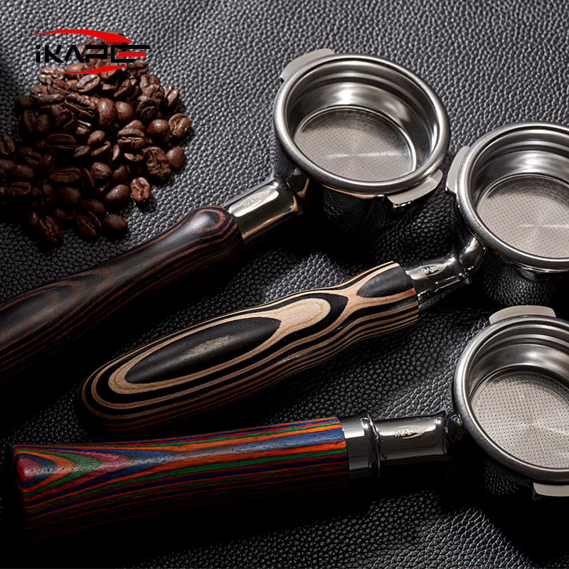 Ikape Bodenloser Siebträger mit farbigem Holzgriff für Delonghi, Barsetto, Flair 58 und weitere, Durchmesser: 51 mm, 54 mm oder 58 mm - Bild 4