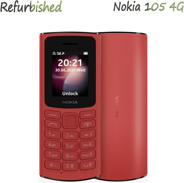 Refurbished Nokia 105 4G Mobiltelefon in Rot mit Dual SIM - Bild 1