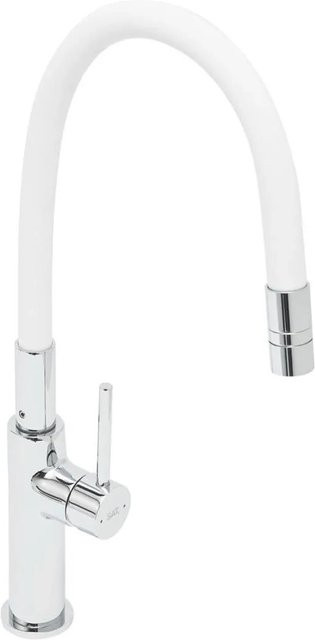 Swiss Aqua Technologies Küchenarmatur und Waschtischarmatur mit flexiblem Schwenkauslauf in Weißmatt und Chrom - Bild 1