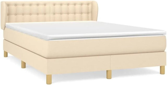 vidaXL Boxspringbett mit Matratze in Beige, Hybrid-Design mit Taschenfederkern, B/T: 140 x 190 cm - Bild 1