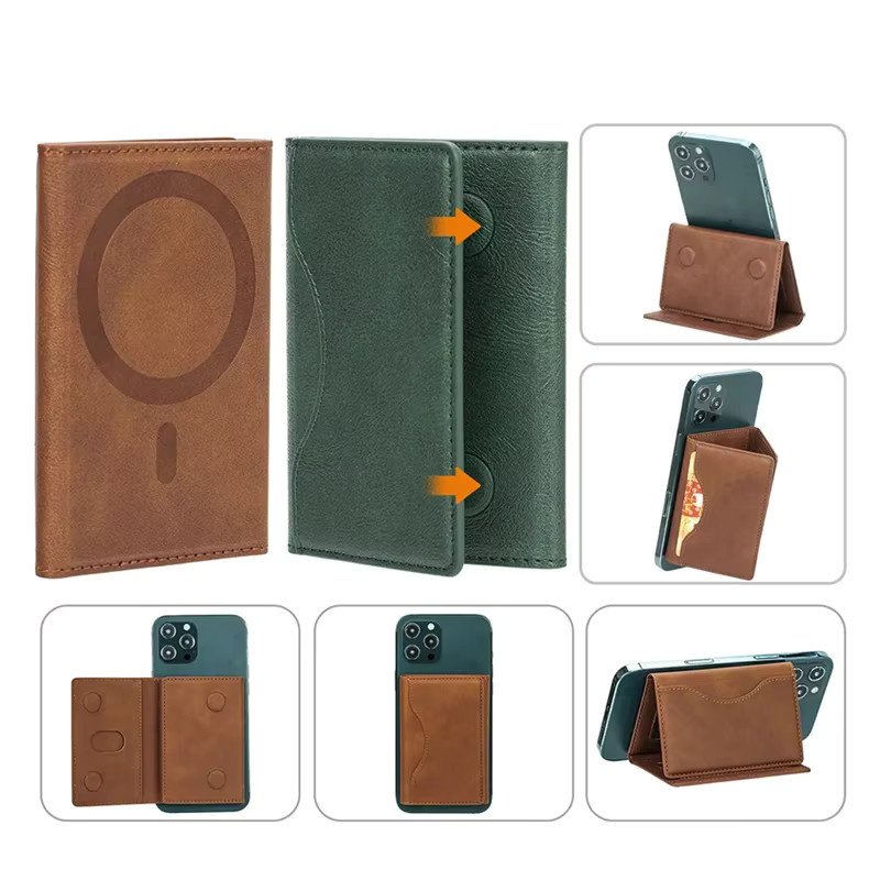 Magnetische Leder-Geldbörse für MagSafe iPhone 18, iPhone 17 Pro Max und Samsung S26 Ultra, Kartenhalter und Handytasche in Schwarz - Bild 5