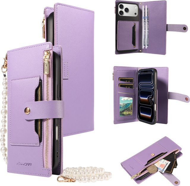 Stoßfeste Samsung Handyhülle aus PU-Leder mit Kordelzug in Lila für Galaxy Note10, Note10+, Note20 und Note20 Ultra - Bild 1