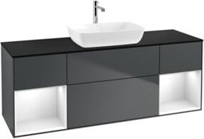 V&B Waschtischunterschrank Finion mit Wandbeleuchtung, Breite: 160 cm, Tiefe: 50,1 cm, Höhe: 50,1 cm, lackiert in Mattblau - Bild 1