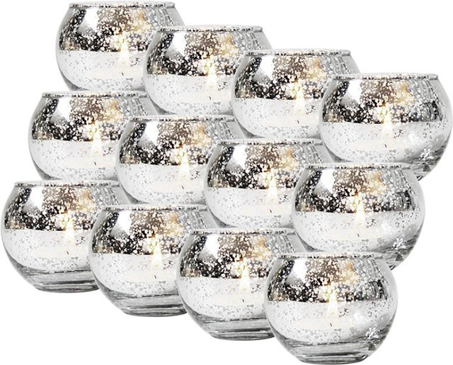 Tooarts Glas-Kerzenhalter für Tealights zum Selbermachen in Grau und Silber, rund mit abstraktem Design - Bild 1