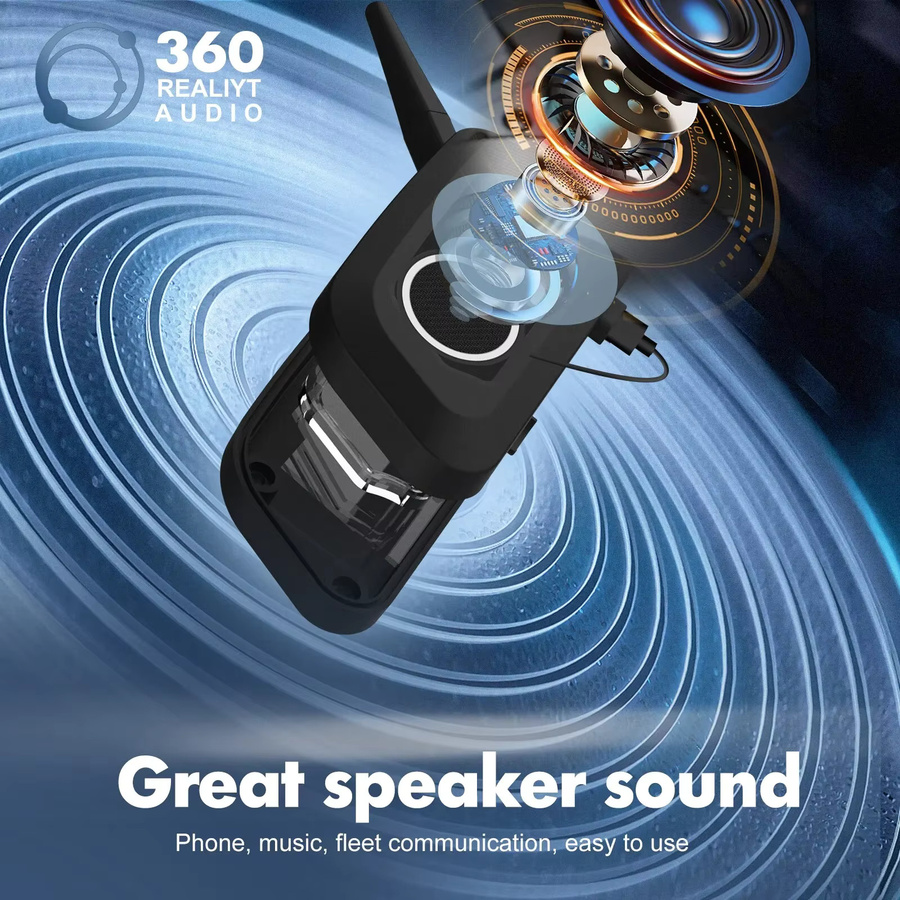 XiNowy V6 Plus Motorradhelm Bluetooth-Headset in Schwarz mit IP65 Wasserdichtigkeit, Geräuschunterdrückung, Typ-C und Mehrgruppen-Chat-Funktion - Bild 5