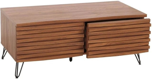 Couchtisch MCW M49 in Walnuss-Optik mit 2 Schubladen und modernem 3D-Design, B/T/H: 110 x 46 x 55 cm - Bild 2