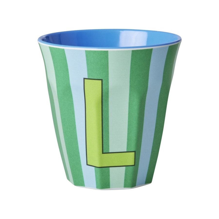 Rice Melamin Becher Buchstabe L mit Streifen in Blau, 250 ml - Bild 1