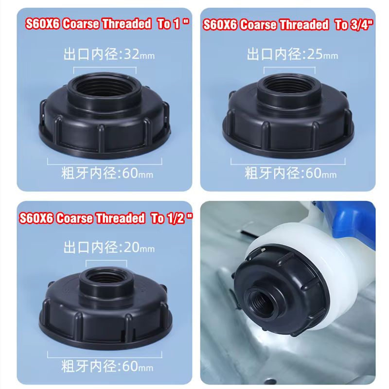 CHITOP IBC-Tankhahn-Adapter S60x6 Grobgewinde auf 1/2'' 3/4'' 1'' Anschluss als Ersatzventil für 1000L Tanks und Gartenhäuser - Bild 3