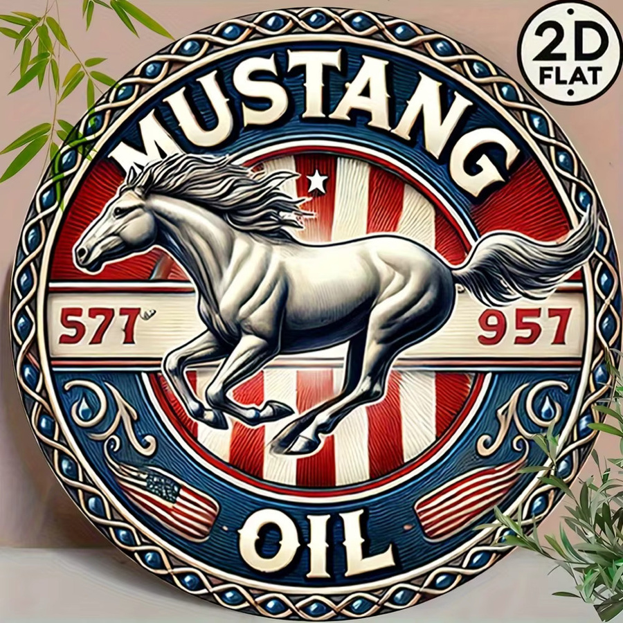 Potdemiel Vintage Metallschild Mustang 577 Rund mit Running Horse Design, Durchmesser: 20,32 cm - Bild 2