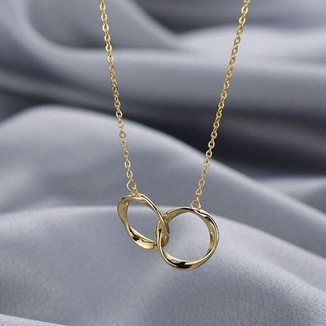 Halskette 925 Sterling Silber, Unregelmäßiger Kreis, goldgelb, Damen - Bild 1