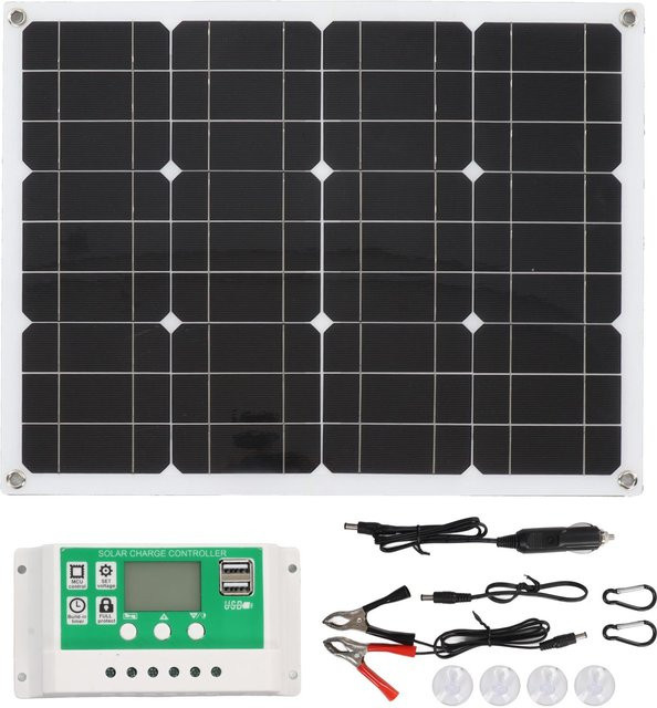 CosyHome Monokristallines Solarpanel 40W 18V mit 100A Controller IP65 Wasserdicht in Grau und Schwarz - Bild 1