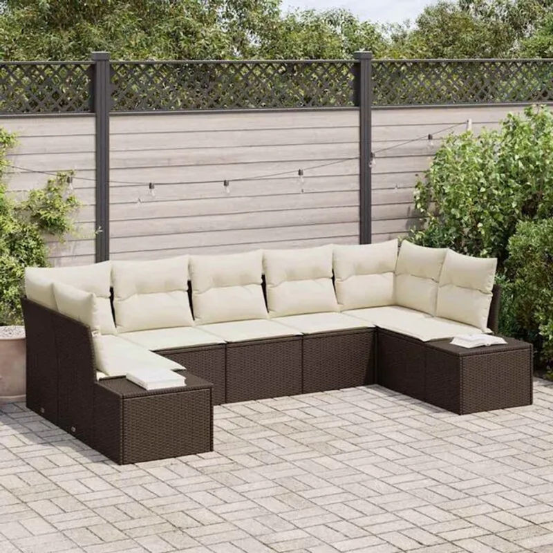 Vidaxl Loungemöbel Garten-Sofa-Set aus Polyrattan und Stahl in Braun und Beige, B/T/H: 289 x 154 x 85 cm - Bild 1
