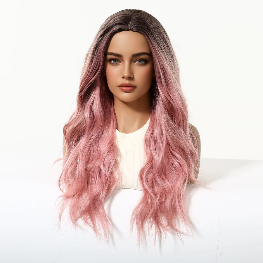 HENRY MARGU Perücke, rosa, lang, lockig, synthetisch, Damen - Bild 2