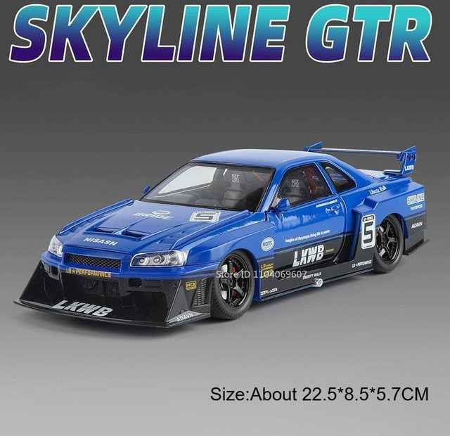 Linyi toy car Skyline Gtr R34 Supercar Modell, 1:24, Sportwagen, ab 14 Jahren - Bild 1