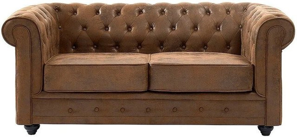 Vente-unique Chesterfield Sofa aus Microfaser in Braun mit Breite: 165 cm