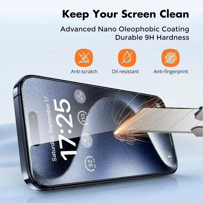 3er-Set gehärtetes Glas Display Schutzfolie für Apple iPhone 15 16 Pro Max 14 13 12 11 XS X XR 13 Mini in Transparent - Bild 4