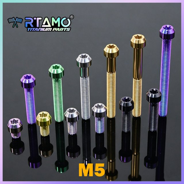 RTAMO Titan-Schrauben mit Torx-Kopf für Fahrrad und Motorrad, Pitch 0,8, Farbe: Silber/Mehrfarbig - Bild 1