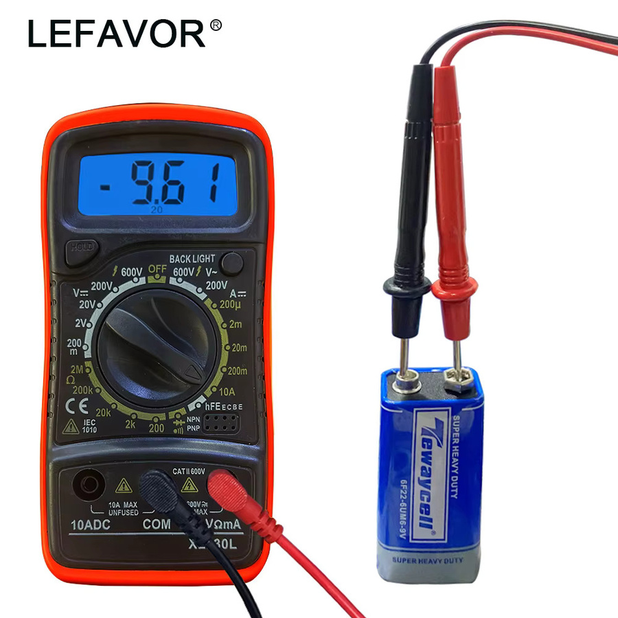 Lefavor XL830L Handheld Digital Multimeter mit LCD Hintergrundbeleuchtung, Tragbares AC/DC Amperemeter Voltmeter und Ohm Spannungstester in Gelb - Bild 2
