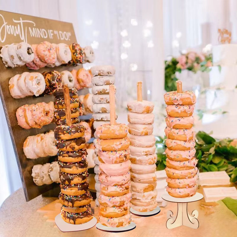 ZQNYCY Holz Donut Ständer Geometric Wand Display Board für Geburtstag Hochzeit und Baby Shower Tischdekoration - Bild 2