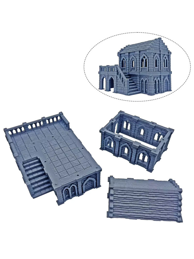 SANMERSEN Zweistöckige 3D-gedruckte Taverne und Inn, Geländelandschaft, Fantasy, Wargaming, Gelände, DnD-Baumodell - Bild 3