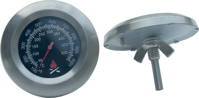 Jamestown Ersatz-Deckelthermometer für Holzkohle-Kugelgrill in Schwarz und Silber aus Edelstahl zur Temperaturkontrolle - Bild 1