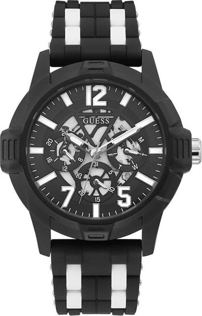 Guess Striker Herrenuhr, Quarz, Edelstahl, Silikon, Schwarz, 50 mm - Bild 1