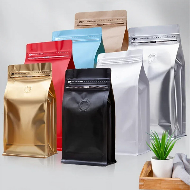 50 Stück luftdichte Kaffeebohnen-Verpackungsbeutel aus Aluminiumfolie mit Luftventil zur Aufbewahrung von Lebensmitteln, Tee und Nüssen - Bild 1