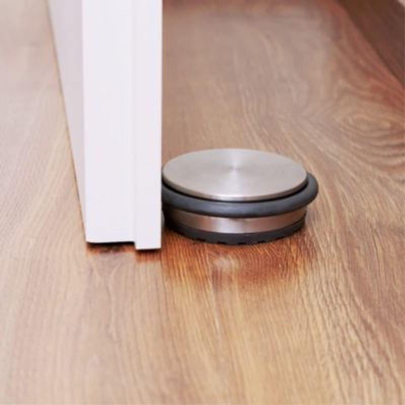 Wagner Boden-Türstopper Big Disk Edelstahl-Optik in edelstahlsilber/schwarz, Durchmesser: 10 cm - Bild 2