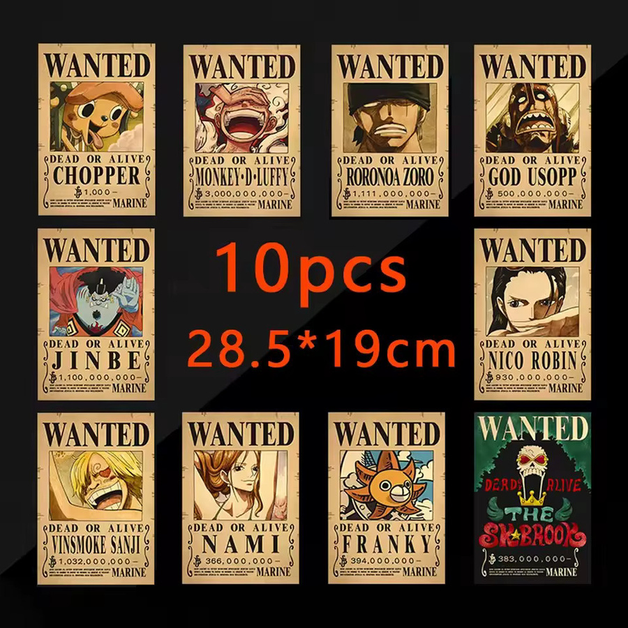 Bandai One Piece Strohhut-Piraten Wanted-Poster Vintage Anime Wandposter aus Papier, Beige, B: 28,5 cm, H: 19,0 cm - Bild 3