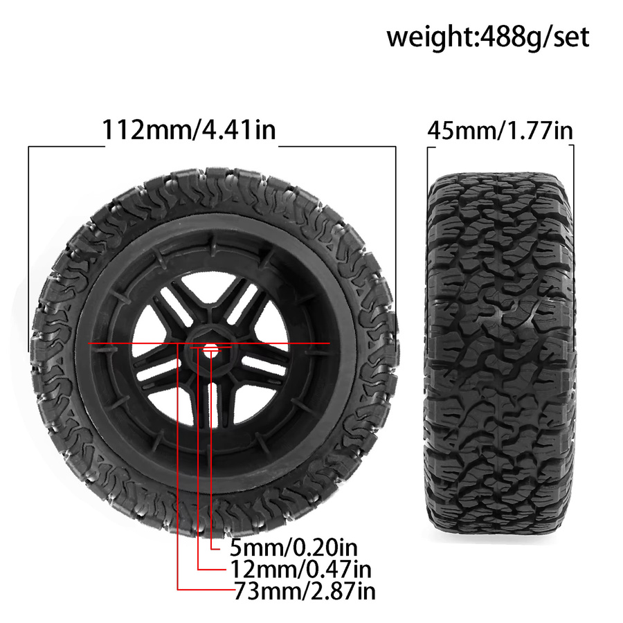 RS LKW-Räder und Reifen, 4-teiliges Set, Schwarz, Grün - Bild 3