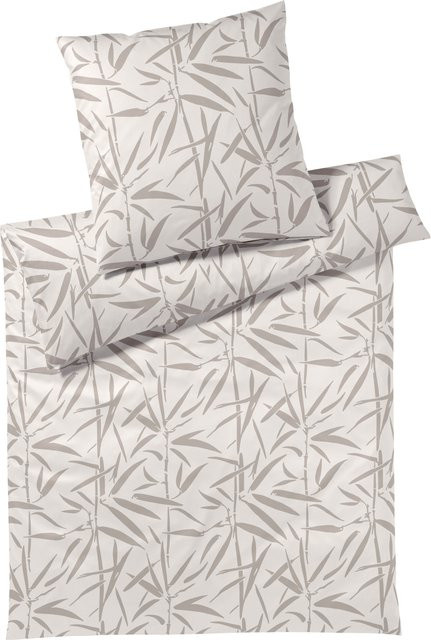 Bettwäsche SWEET GRASS Jersey in Beige mit floralem Naturmuster, bestehend aus Bettbezug und Kopfkissenbezug, B/T/H: 135 x 200 cm und 80 x 80 cm - Bild 1