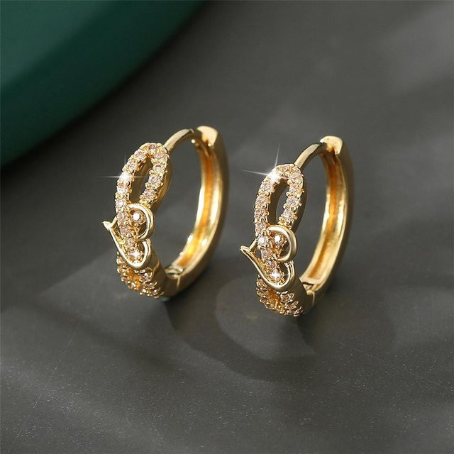 JUNXIN Creolen, Kupfer, Gold, Zirkonia, Damen, Vintage - Bild 1
