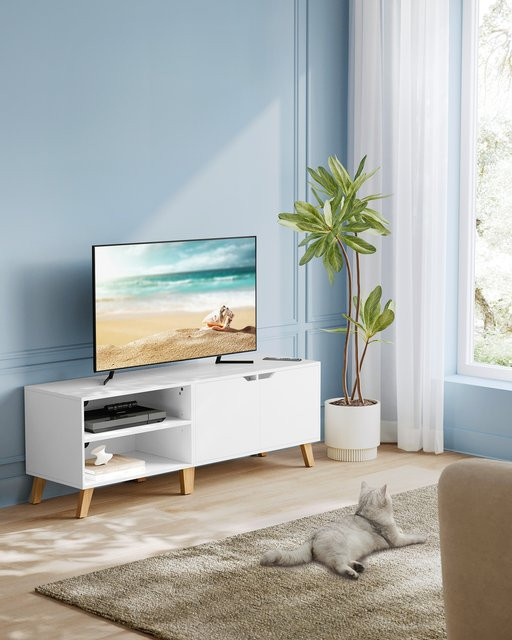 VASAGLE Lowboard TV-Schrank modern in Weiß, B/T/H: 140 x 45 x 40 cm - Bild 1