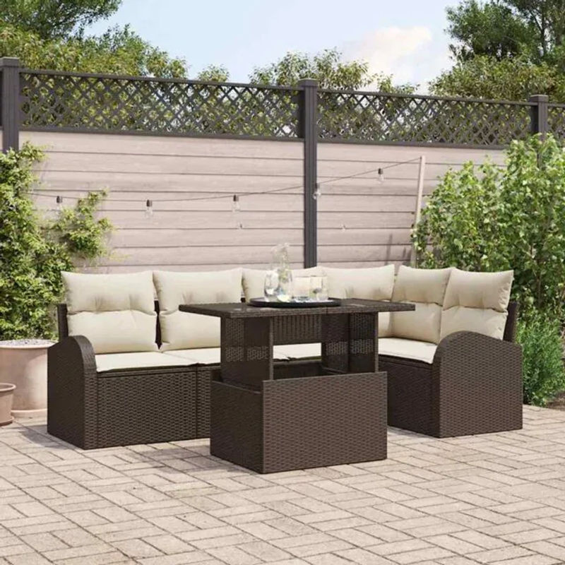 vidaXL Garten-Sofa-Set aus Poly-Rattan in Braun, 6-teilig, modern, B/T/H: 100 x 55 x 73 cm - Bild 1