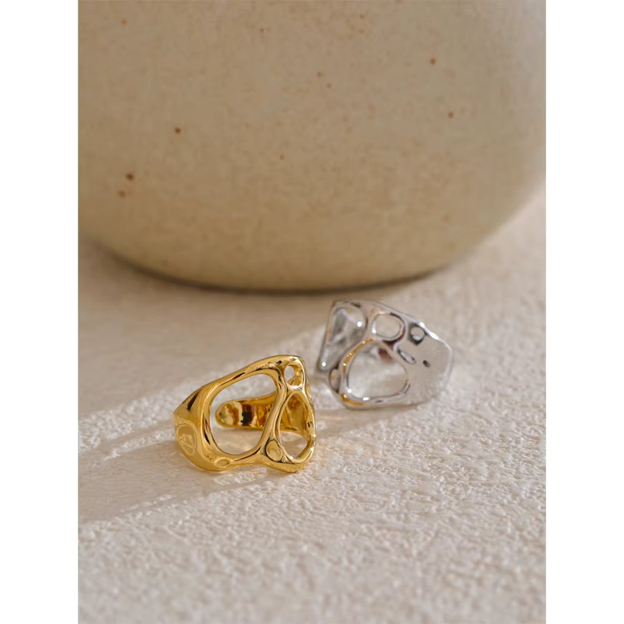 Yhpup Offener Ring, Edelstahl, geometrisch, verstellbar - Bild 2