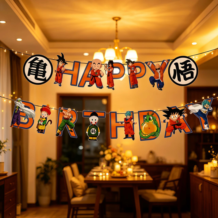 Bandai Dragon Ball Z Geburtstagsparty-Dekorationsset in Multicolour mit Happy Birthday Banner und Tortendekoration aus Papier - Bild 5