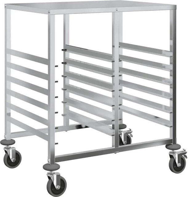 vidaXL Tablettwagen aus Edelstahl mit 12 GN-Behältern, Farbe: Silber, B/T/H: 75 x 55 x 87 cm - Bild 1