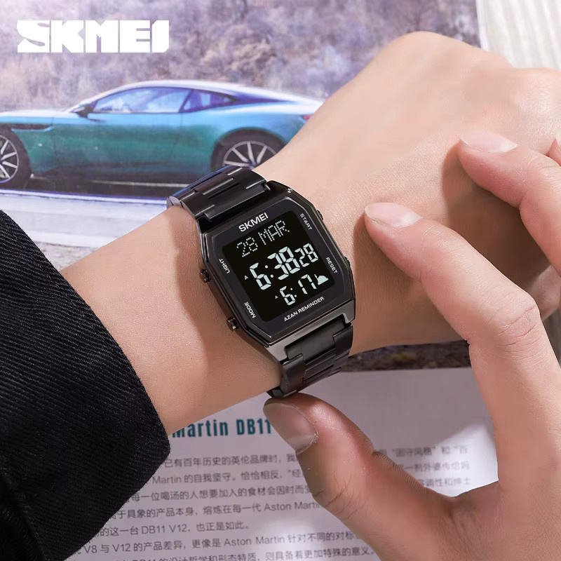 Skmei Digitaluhr, Chronograph, Edelstahl, Schwarz, Silber, Herren - Bild 3