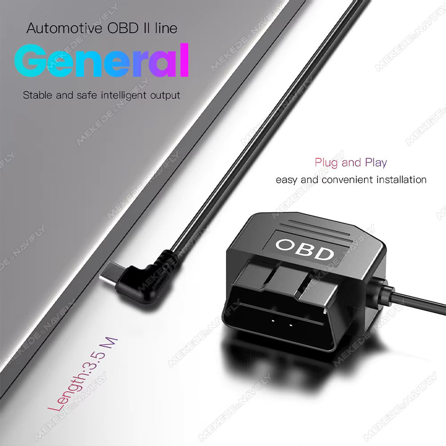 NaviFly Auto-OBD-Stromkabel mit Niederspannungsschutz und Schalter für Dashcam und DVR in Schwarz, Kabellänge: 35 cm - Bild 3