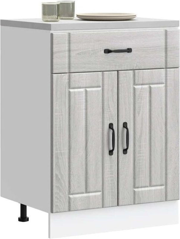 Küchenunterschrank Lucca von Vidaxl in Grau Sonoma Holzoptik mit Drehtüren im Landhausstil, B/T/H: 60 x 46 x 81,5 cm - Bild 1