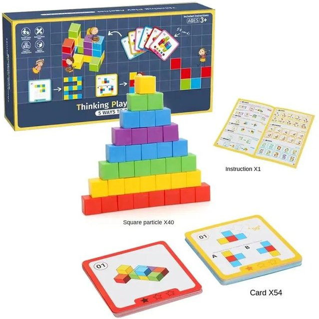 Fashnics Montessori Magic Block Puzzle, Regenbogen-Stapelblöcke, ab 3 Jahren - Bild 1
