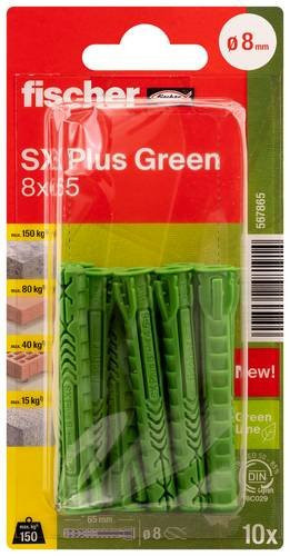 Fischer SX Plus Green Spreizdübel für Beton, Farbe: Grün, Länge: 65 mm, Durchmesser: 8 mm, 10 Stück - Bild 1