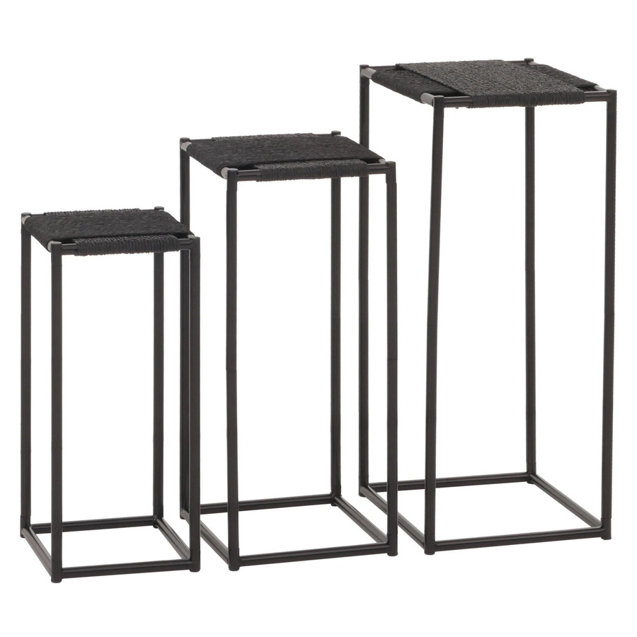 3er-Set MCW Blumentisch N70 stapelbar aus Metall und Papierseil in Anthrazit - Bild 2