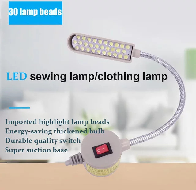LED-Nähmaschinenbeleuchtung mit 30 Perlen in Weiß für helles Arbeitslicht mit Clip-Befestigung und Wippschalter - Bild 1