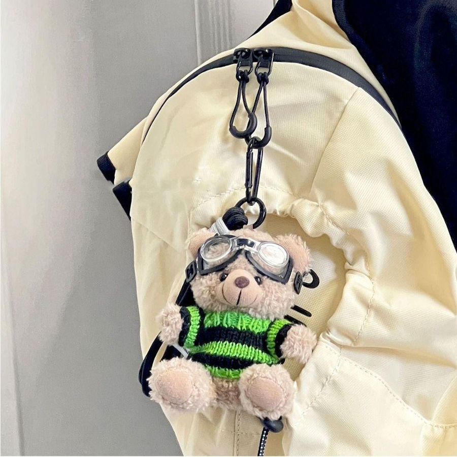Yiran Pilot Bär Schlüsselanhänger Stofftier Taschenanhänger Plüsch - Bild 1