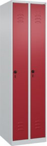 C+P Spind Classic PLUS Spind mit 2 Abteilen, Sicherheits-Drehriegel und 3 Garderobenhaken, Farbe: Lichtgrau/Rubinrot, H x B x T: 185 x 50 x 50 cm - Bild 1
